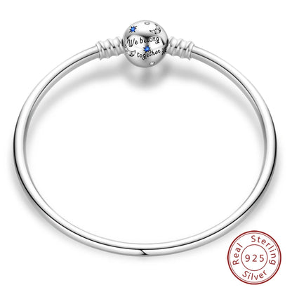 Bracelet Silver 925 Original 17-20CM Star Moon Sun Four Leaf Clover Green Zircon Bracelets Fit DIY Charms Birthday Jewelry Gifts