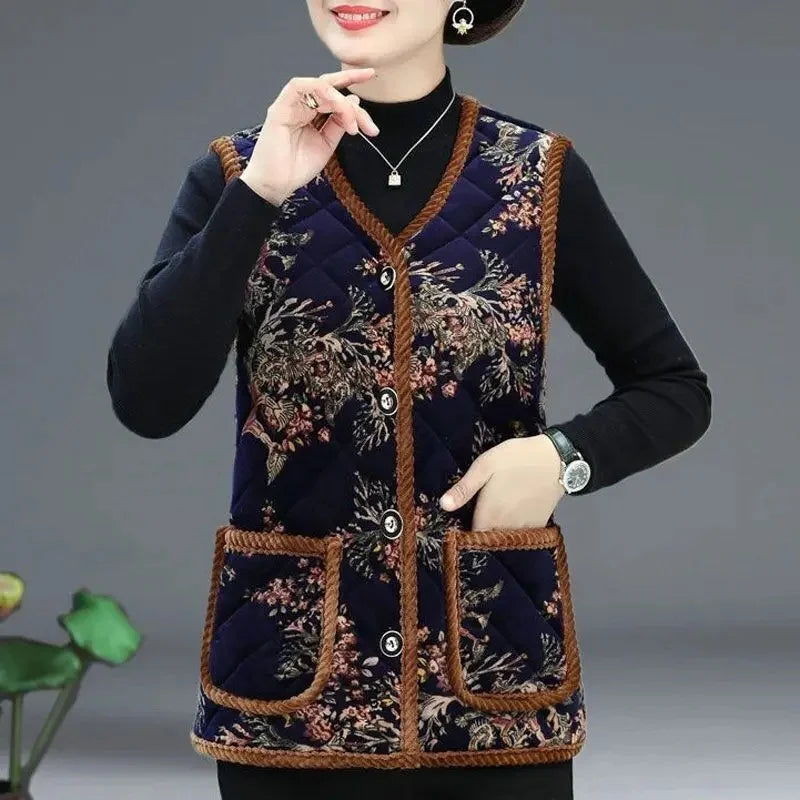 Fashionable Integrated Women's Vest Double Layer Flocking Vest Autumn/Winter Style Jacket Crew Neck Design For All Seasons