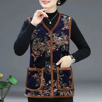 Fashionable Integrated Women's Vest Double Layer Flocking Vest Autumn/Winter Style Jacket Crew Neck Design For All Seasons