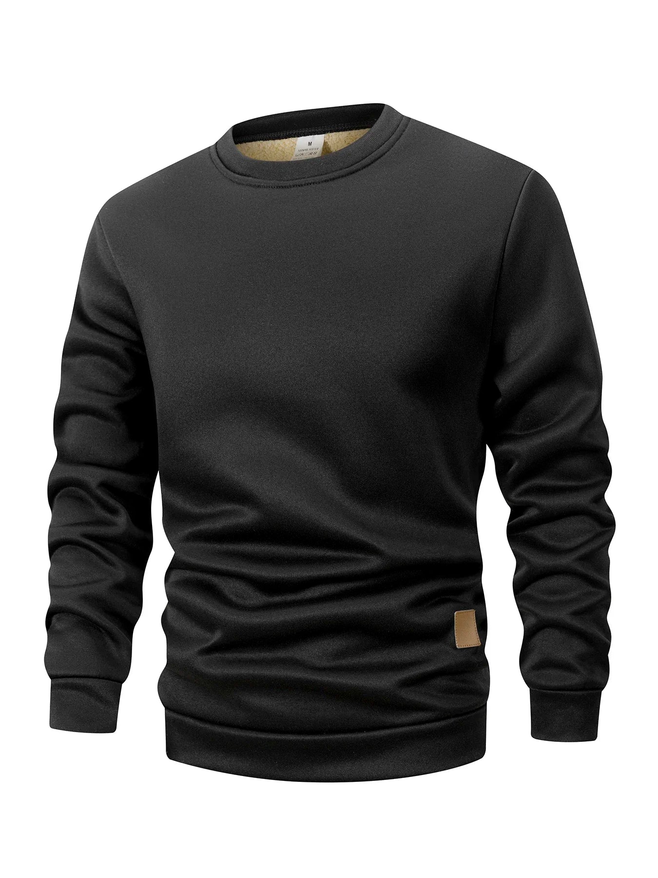 Winter Men's Crew Neck Sweatshirts Solid Color Fleece Thicken Sweatwear Outdoor Casual Daily Long Sleeve Pullover Man Sportswear