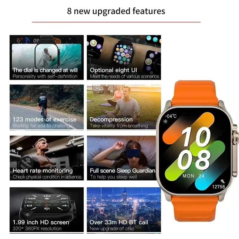 New Smartwatch Men 49mm Series 8 2.3"AMOLED Screen NFC Compass Waterproof For Apple Watch IWO Ultra 8 Smart Watches 2026 Android