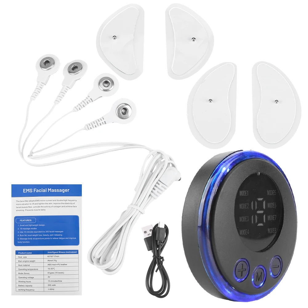 EMS Facial Massager Face Tightening Tool Anti-Wrinkle Anti-Aging Beauty Device USB Charging 8 Modes 19 Levels for Neck Face