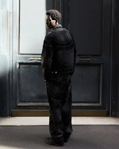 New Retro Striped Embroidery Fashion Loose Men Suit Street Hip Hop Harajuku Y2K Casual Oversized Single Breasted Jacket