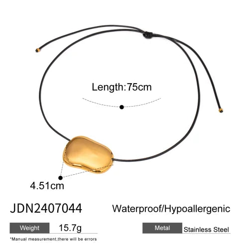 Youthway Trendy Stainless Steel Waterproof Irregular Geometric Metal Wax Rope Necklace Gold Silver For Women Jewelry Gift