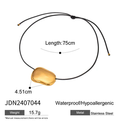 Youthway Trendy Stainless Steel Waterproof Irregular Geometric Metal Wax Rope Necklace Gold Silver For Women Jewelry Gift