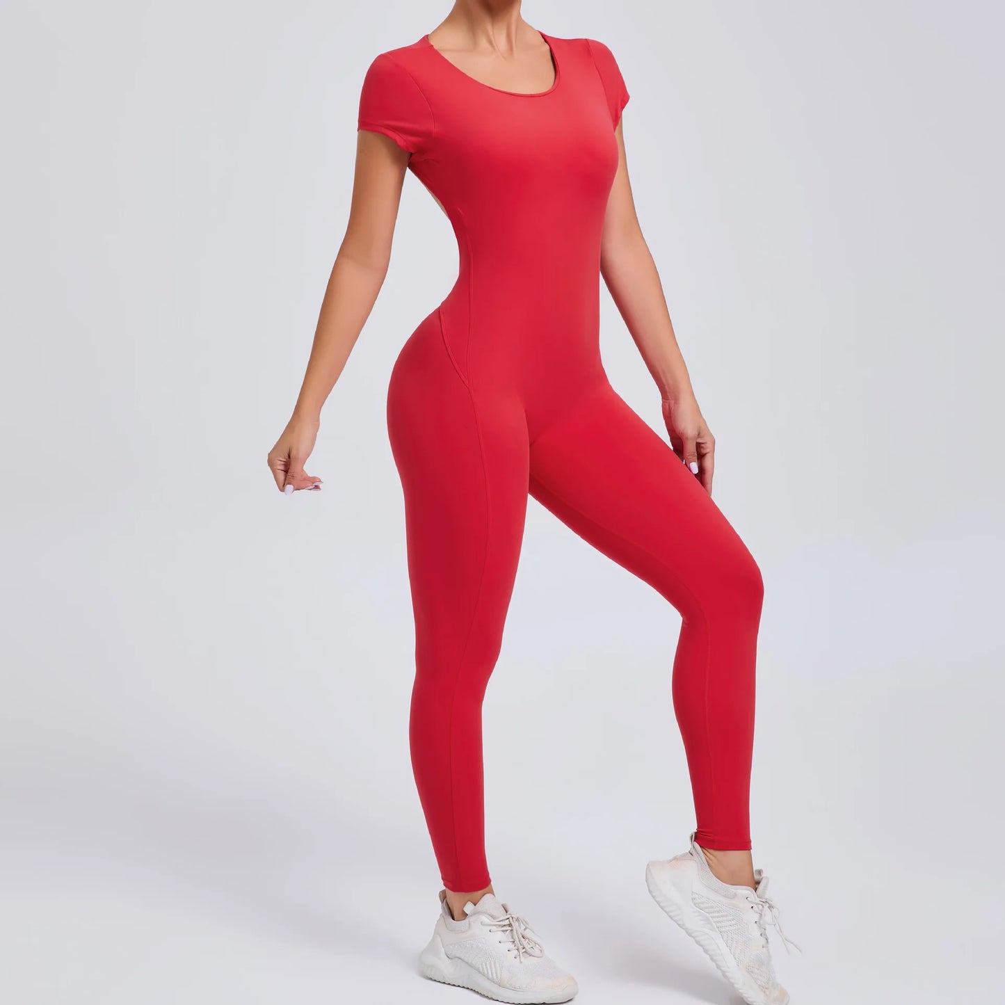 One-Piece Pad Jumpsuit for Women Workout Clothing Sports Bodysuit Open Back Yoga Sets Gym Tracksuits Activewear