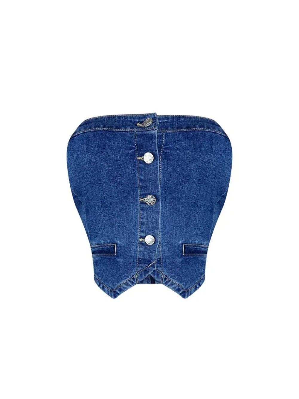 Sexy Women's Denim Suit Strapless Top And Slim-Fit Shorts Outfits Solid Color Comfortable Summer Ladies Two-Piece Set