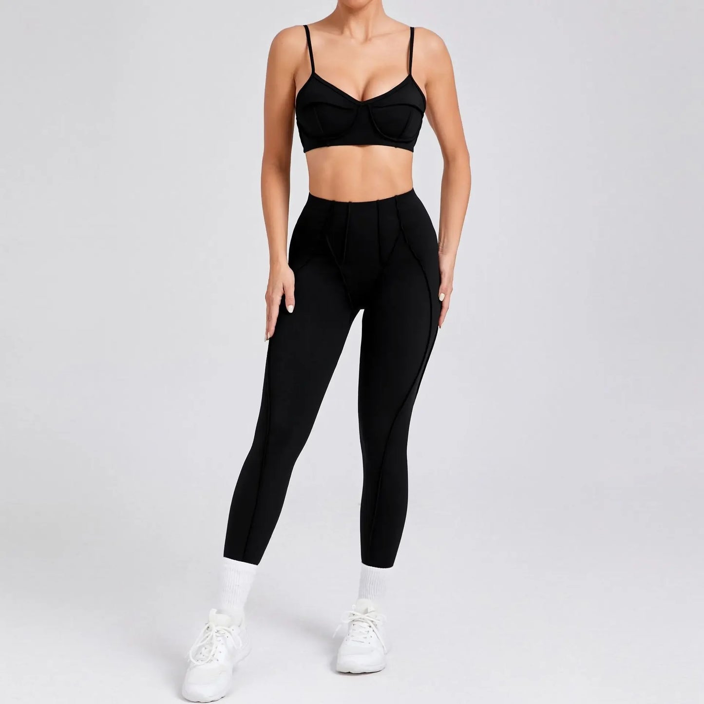 Yoga Fitness Sports Sets High Waist Hip-lifting Shorts Open Back Bra Suit Casual Running Workout Gym Leggings Sexy Set for Women