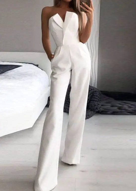 Jumpsuits for Women Jumpsuits Sexy Strapless Slim Office Lady  Elegant Chic Sleeveless Black White Red Casual Romper Bodysuit