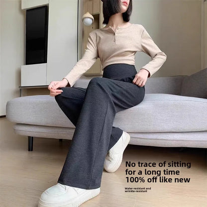 2025 Autumn Winter Maternity Pants Wide leg Loose Straight Elastic Waist Belly Long Trousers for Pregnant Women Youth Pregnancy