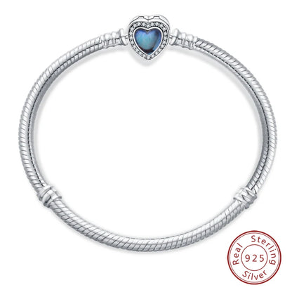 Bracelet Silver 925 Original 17-20CM Star Moon Sun Four Leaf Clover Green Zircon Bracelets Fit DIY Charms Birthday Jewelry Gifts