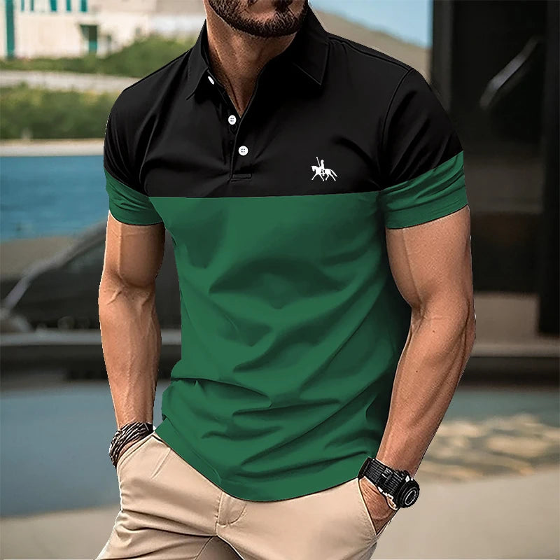 Summer men's short sleeved polo shirt business office lapel shirt Men's sports and casual top European and American plus size