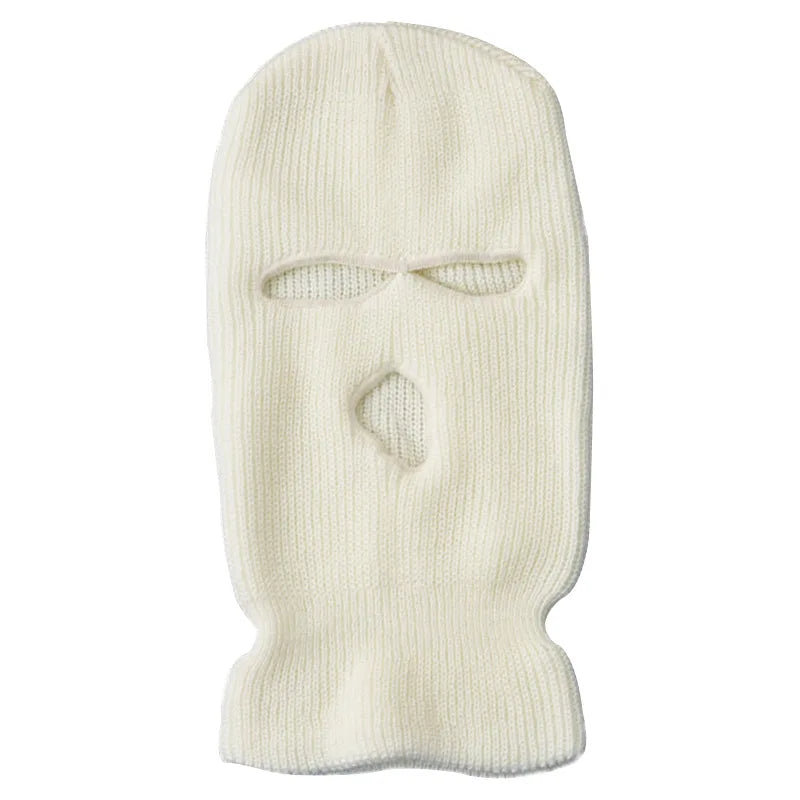 Windproof Full Face Knit Hats Custom SkiMask Men Warm Wool Balaclava embroidery Winter hats Knitted 3 Holes Ski Mask