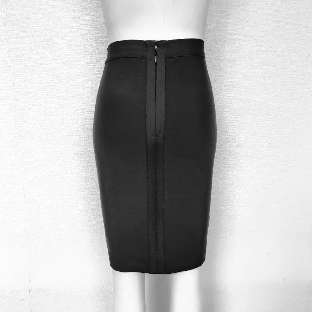 BEAUKEY Classic Black Bandage Skirts For Women High Quality Elastic Pencil Elastic Skirts Vintage Office Lady Skirt Maxi Cheap