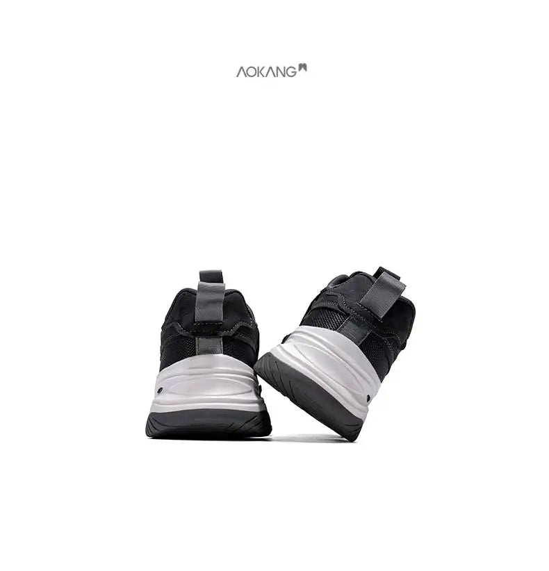 Aokang Men's nut Running oes Bla Casual Sports Sneakers Breathable Lace-Up round Toe Thi Bot for Running And Sports