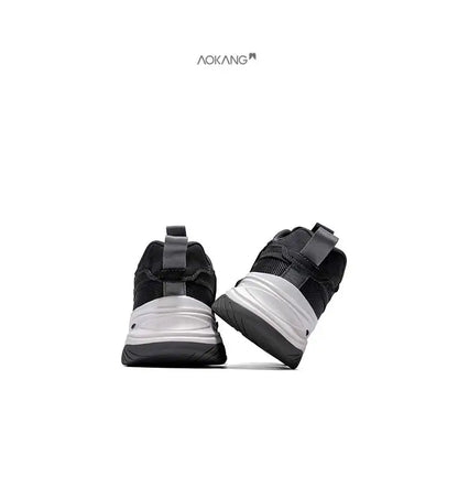 Aokang Men's nut Running oes Bla Casual Sports Sneakers Breathable Lace-Up round Toe Thi Bot for Running And Sports