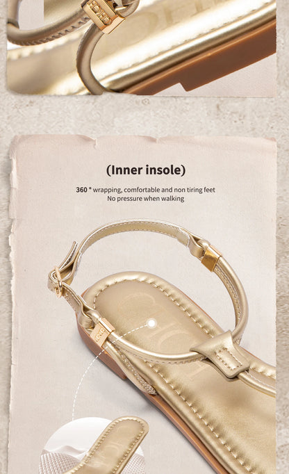 2025 Sandals Summer Women's Shoes Thin Bottom Flat Spaghetti Straps Casual Sandals Luxury Brand New