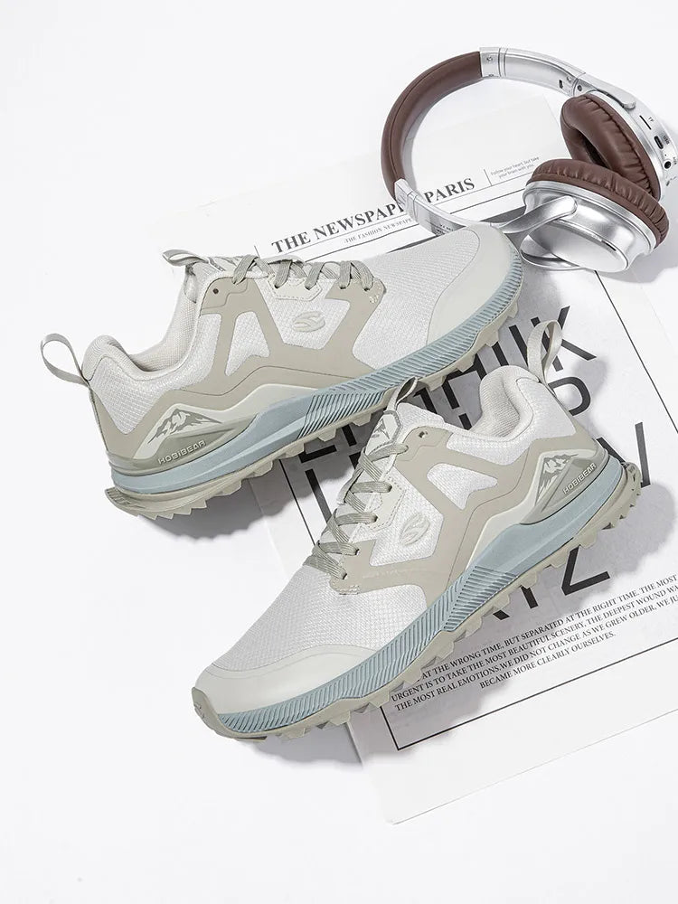 HOBIBEAR Unisex Hiking Sneakers Lace-Up Walking Shoes Outdoor Travel Artificial Leather Sneakers