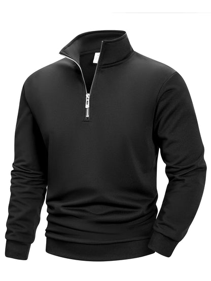 Autumn Men's Quarter Zip Up Sweatshirts Slim Fit Lightweight Outdoor Mock Neck Pullover Sweaters Half Turtleneck Knit Streetwear