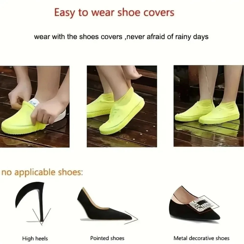 Shoe Waterproof Cover 1 Pair of Outdoor Rubber Rain Boot Covers Silicone Waterproof Shoe Covers Rainy Day Shoe Covers Shoes Gear