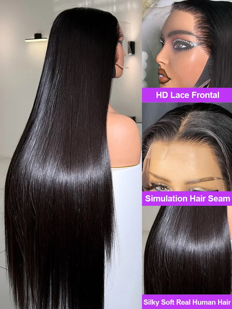 Pre Cut No Glue Bone Straight Glueless Wigs Human Hair 30 40 Inch 13x4 13x6 HD Lace Frontal Wig For Women 100% Human Hair Wigs