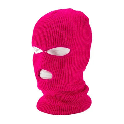 Windproof Full Face Knit Hats Custom SkiMask Men Warm Wool Balaclava embroidery Winter hats Knitted 3 Holes Ski Mask
