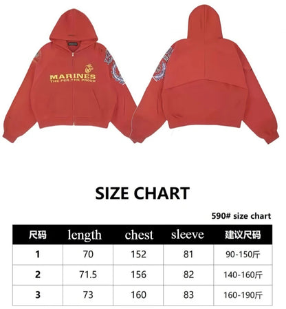Project G/R Patchwork Fake Two-piece Zipper Jacket High-quality Casual Men's Women's  Embroidered Zip Up Sweatshirts