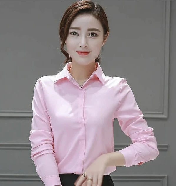 Plus Size Blouse White Shirt Women 2025 Spring Fashion Plus Size Women Clothing Solid Basic OL Womens Tops 4xl 5xl 6xl Blouses