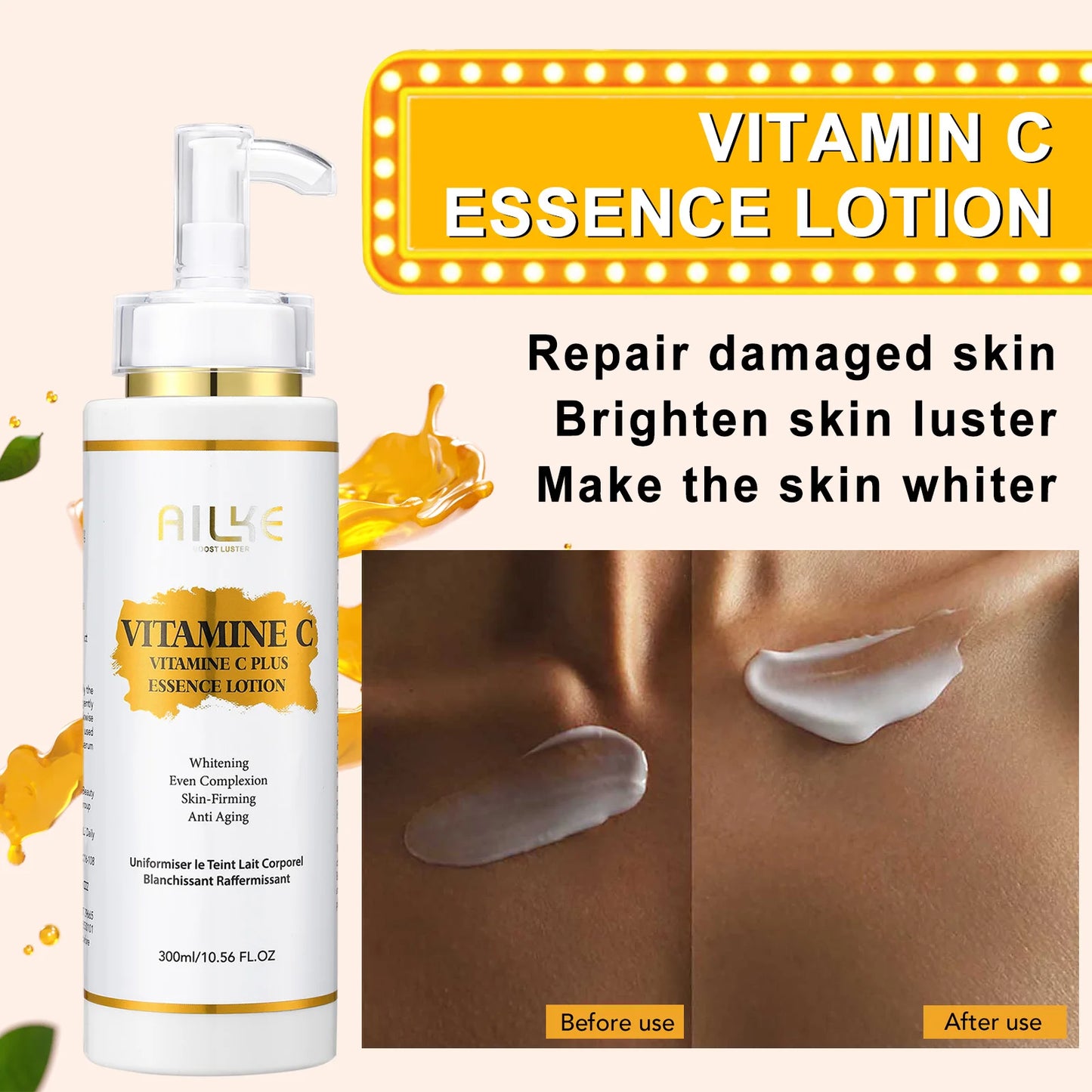 AILKE Vitamin C Whitening Serum, Remove Dark Spots, Moisturizing, Anti-Aging & Wrinkle, Beauty Skin Care Cosmetics