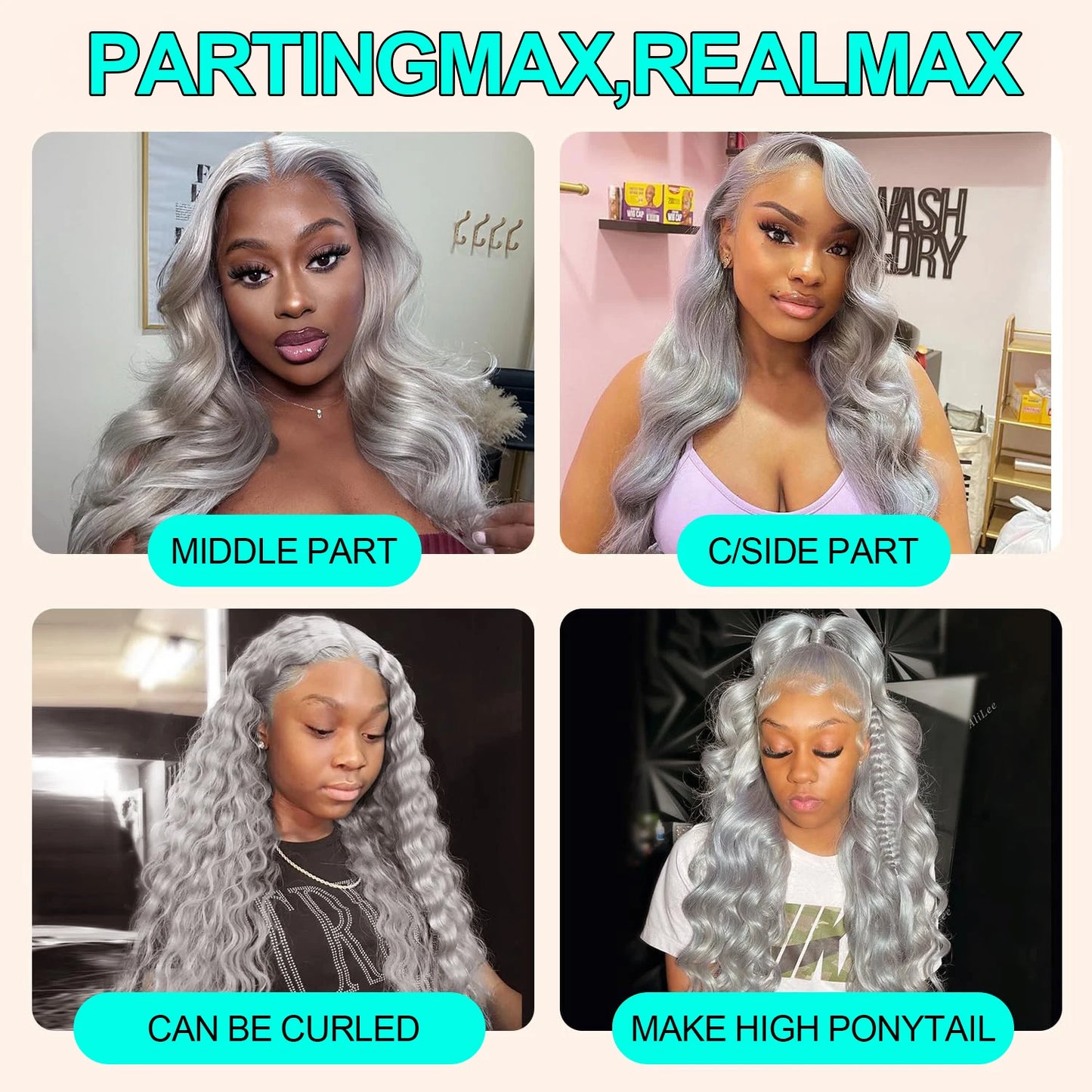Cosplay Body Wave Silver Grey 13X4 Lace Front Wigs Human Hair 13x6 HD Lace Front Wigs Remy Brazilian 613 Colored Human Hair Wigs