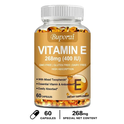 Vitamin E Capsules 268mg - Brightens The Complexion, Tightens The Skin, Reduce Wrinkles, Anti-aging, Antioxidant