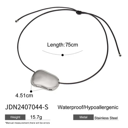 Youthway Trendy Stainless Steel Waterproof Irregular Geometric Metal Wax Rope Necklace Gold Silver For Women Jewelry Gift