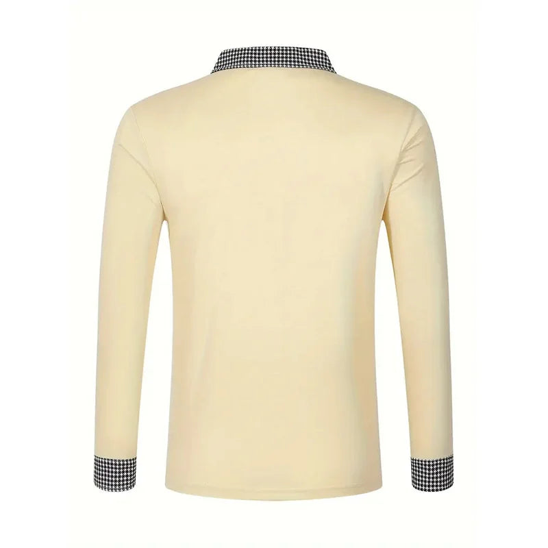 Spring and Autumn Men's Long Sleeve Polo Shirt Classic Business Office T-shirt Male Street Casual Fashion Solid Color Top