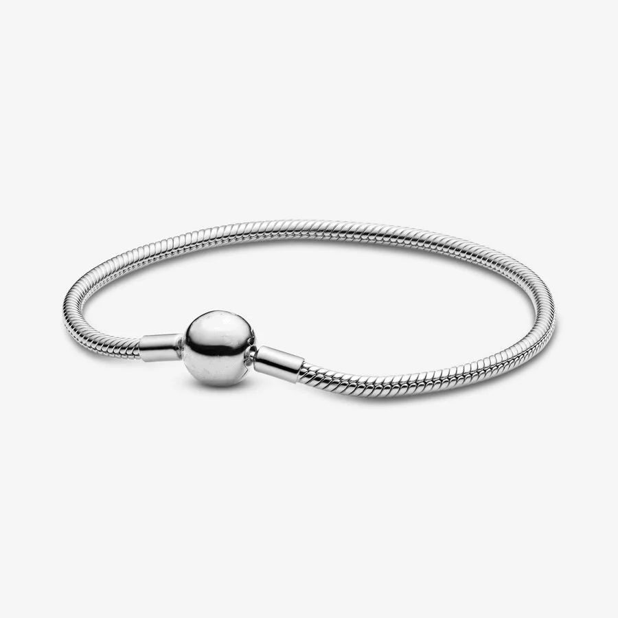 Hot Sale 925% sterling silver original heart-shaped square round clasp snake chain charming bracelet fien jewelry for women