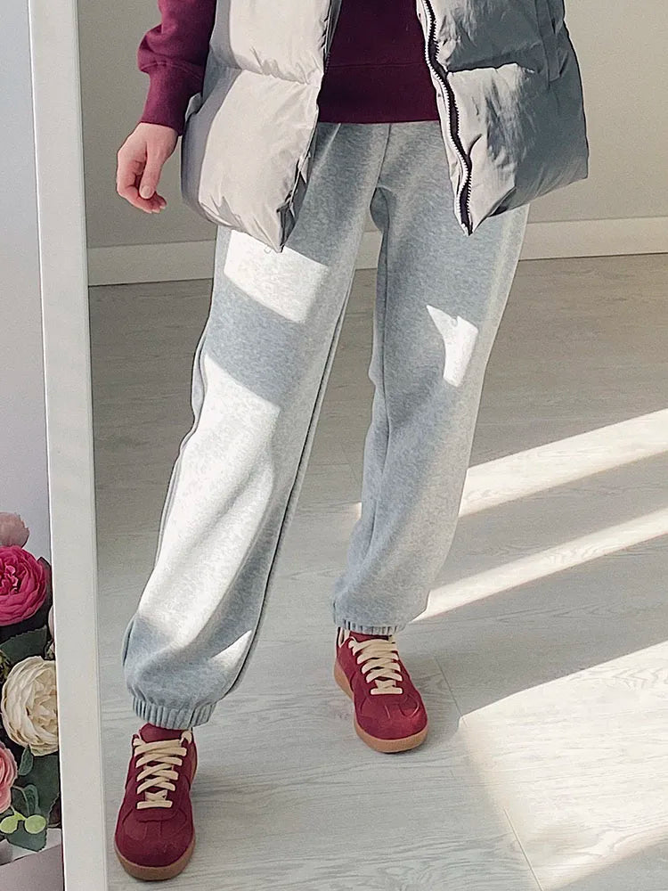 Thick Warm Fleece Sweatpants Women Winter Straight Leg Pants Gray Velvet Trousers Pants Jogger For Women Sweatpants Outfits