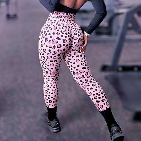 Women Gym Leopard Leggings Scrunch Butt Lifting Athletic Workout Leggins Training Yoga Pants Outdoor Sports Fitness Tights