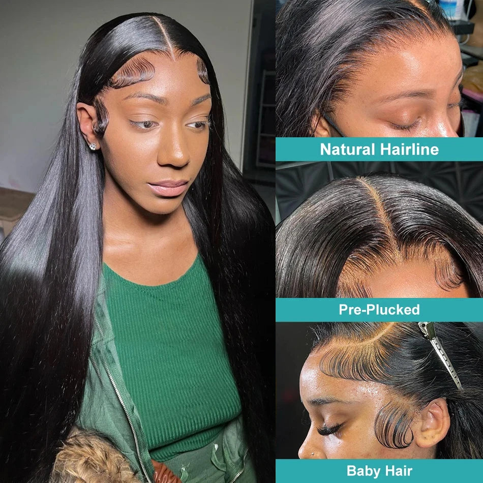 30 Inch 13x4 Lace Front Bone Straight Human Hair Wig 200 Density 13x6 Pre Plucked Hd Transparent Frontal Brazilian Wig For Woman