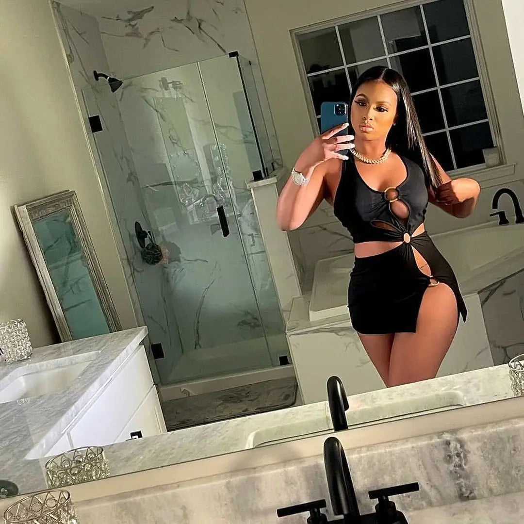 2026 Summer New Halter Dresses Sexy Slim Women's Dress Sleeveless Backless High Split Elegant  Dres Party Club Hollow Mini Skirt