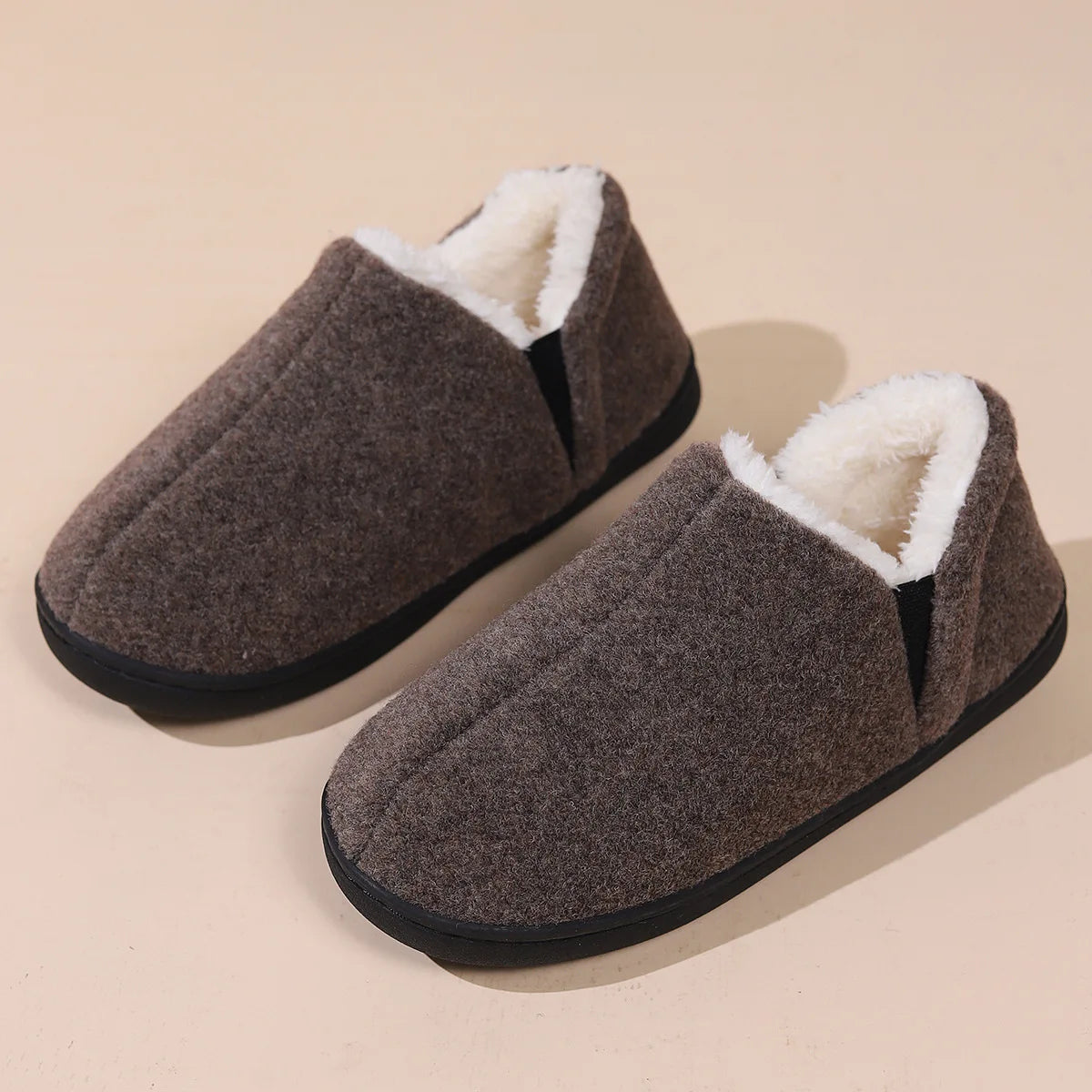 Smile Pop New Men Plush Slippers Indoor Fluffy Fur Home Men Slippers Outdoor Warm Closed Soft Non-slip Fuzzy Winter Men Shoes