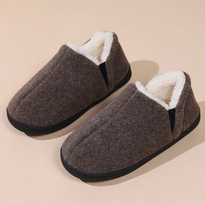 Smile Pop New Men Plush Slippers Indoor Fluffy Fur Home Men Slippers Outdoor Warm Closed Soft Non-slip Fuzzy Winter Men Shoes