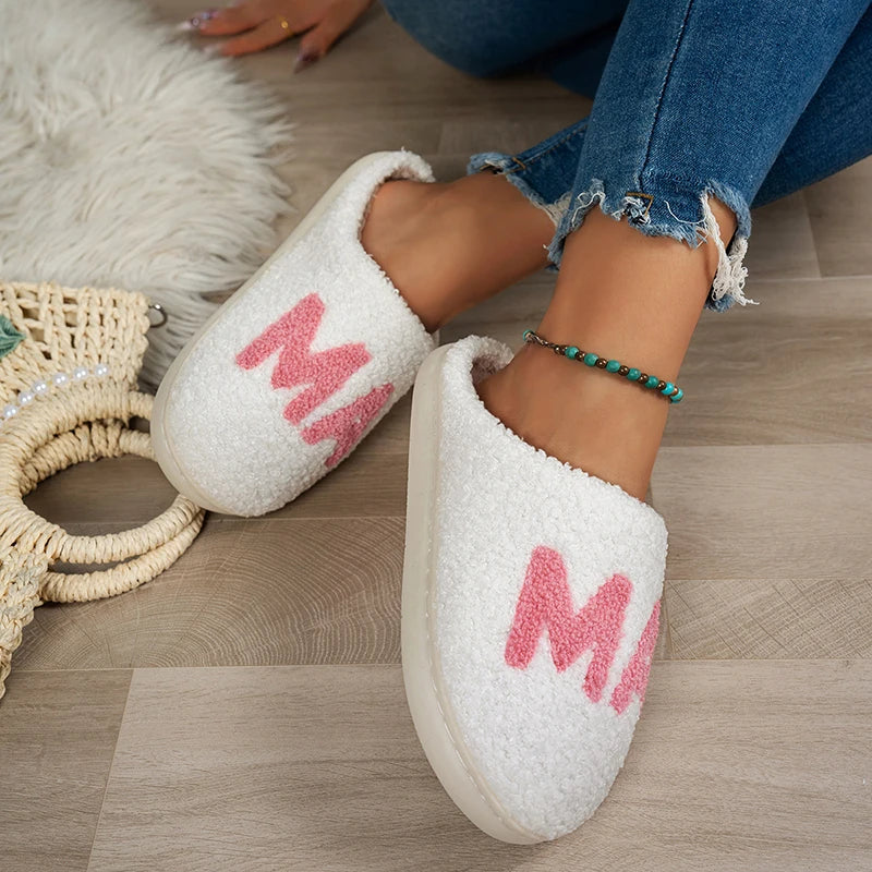 Casual Fluffy Women's Slippers Home Plush Mama Designer Winter Woman Shoes Flat Platform Elegant Footwear Trend Fuzzy Fur Slides