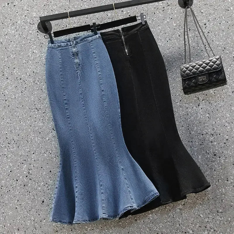 Sexy Female Jeans Skirts Women's Denim Skirt High Waist Ruffle Coquette Midi Casual Y2k Vintage Summer 2026 A Line Trend Stylish