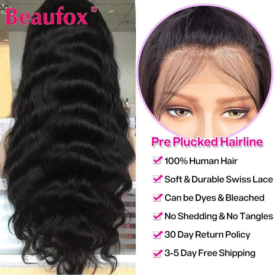 Beaufox Lace Front Human Hair Wigs For Women Brazilian Body Wave Lace Frontal Wigs Human Hair Wigs 4x4 Lace Closure Wig