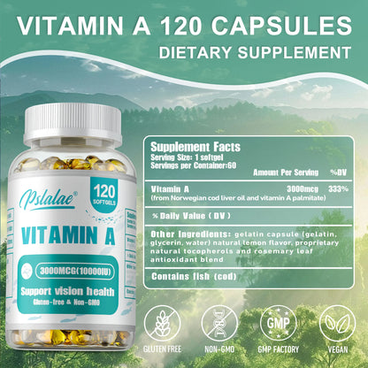 Vitamin A - Brightens Skin, Antioxidant Activity Supplement,Supports Vision and Cell Health, Boosts Immunity - 120 Capsules