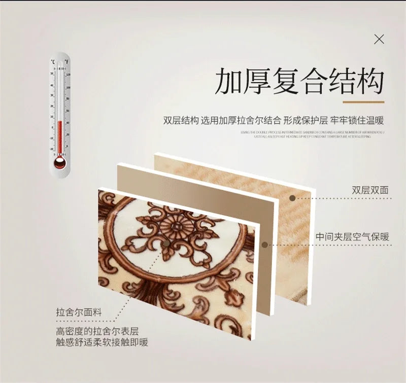 New Warm Weighted Blankets for Beds High End Thicken Warmth Raschel Blanket for Winter Autumn Double Side Plush Comforter Quilt