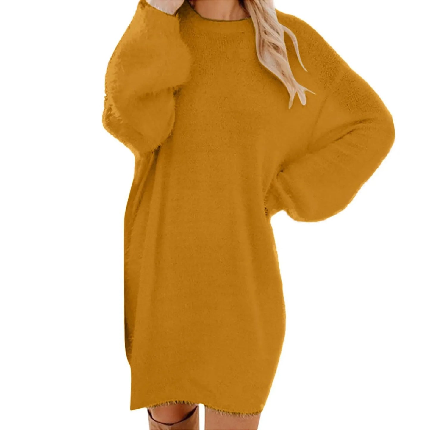 Women Winter Sweater Knit Crewneck Warm Long Sleeve Casual Sweatshirts Dress Casual Breathable Winter Warm Comfort Dress