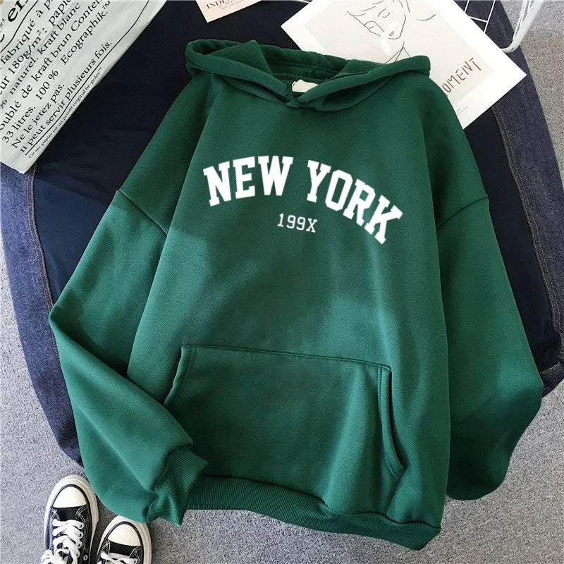 Mannen Vrouwen New York 199X City Hoodies Mode Brief Bedrukt Grafische Sweatshirts Losse Casual Harajuku Capuchon Sportkleding