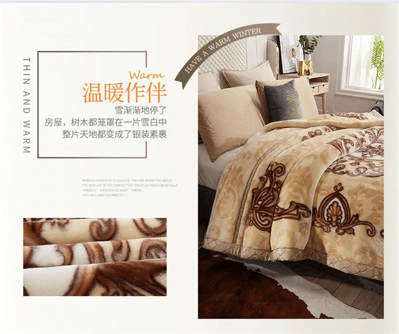 New Warm Weighted Blankets for Beds High End Thicken Warmth Raschel Blanket for Winter Autumn Double Side Plush Comforter Quilt