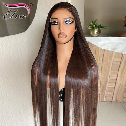 250% Density Wear and Go Glueless Wig Ombre Brown Colored 13X6/13X4 Bone Straight Transparent HD Lace Frontal Human Hair Wigs