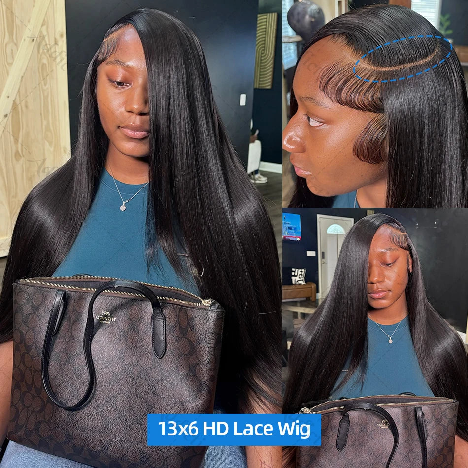 30 34 Inch Straight 13x4 Lace Front Human Hair Wigs Pre Cut 13x6 HD Lace Frontal Wig Brazilian 5X5 Glueless Wig Ready To Wear